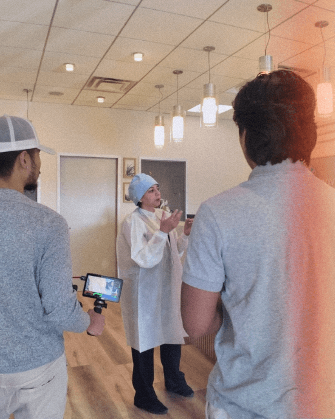 Dentist engaged in conversation